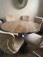 Eettafel Met Glasplaat, Huis en Inrichting, Tafels | Eettafels, Ophalen of Verzenden, Zo goed als nieuw