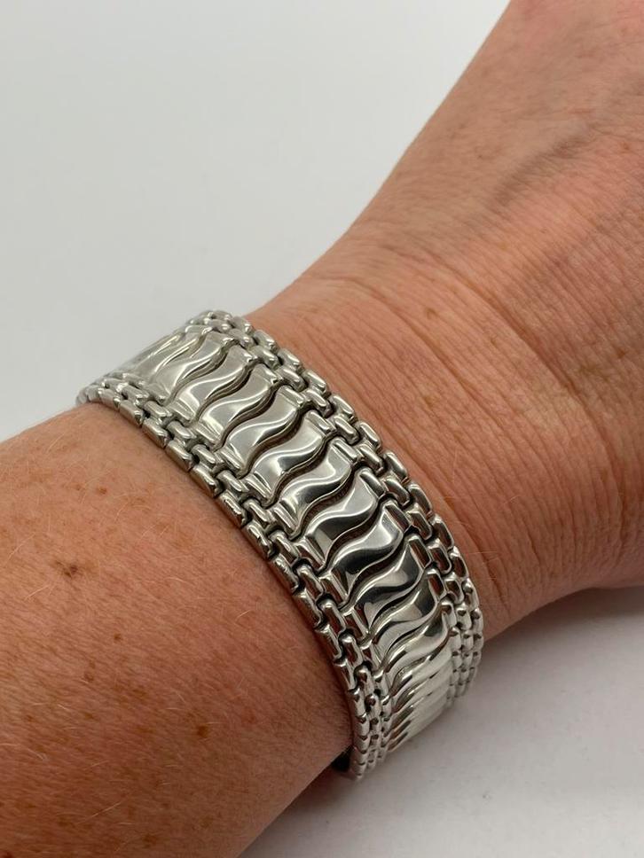 B75 Prachtige zilveren Milor Italy armband chique ontwerp, Sieraden, Tassen en Uiterlijk, Armbanden, Zilver, Zilver, Ophalen of Verzenden