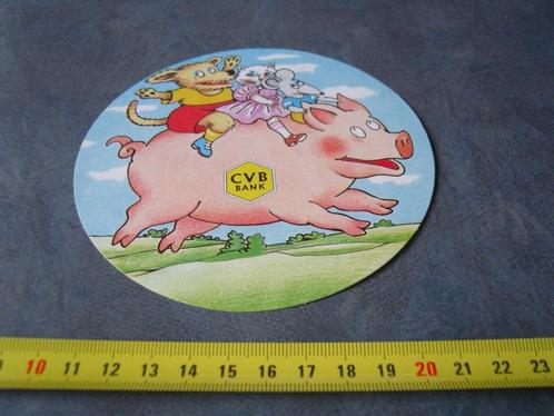 sticker CVB BANK strip spaarvarken muis kat hond, Verzamelen, Stickers, Zo goed als nieuw, Bedrijf of Vereniging, Ophalen
