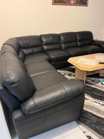 GRATIS Lederen hoekbankstel - Zwart, Huis en Inrichting, Ophalen, Gebruikt, 300 cm of meer, Vierpersoons of meer