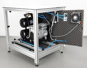 Z.g.a.n. HBM / AEG Luchtcompressor in geluidsarme behuizing beschikbaar voor biedingen