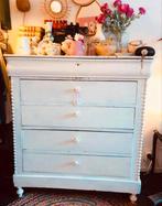 Vintage antieke sleetse witte ladenkast juweeltje️, Ophalen, Gebruikt, 5 laden of meer, 100 tot 150 cm