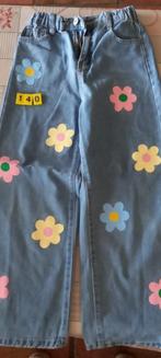 wijde jeans broek met bloemen maat 140, Broek, Meisje, Shein, Ophalen of Verzenden