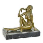 Zittende naakt – Bronzen sculptuur – 19 cm - KF-52, Antiek en Kunst, Kunst | Beelden en Houtsnijwerken, Ophalen of Verzenden