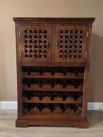 Massief Sheesham houten wijn - en drankenkast, Huis en Inrichting, Kasten | Overige, Ophalen, Gebruikt