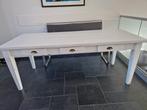 Witte Houten Tafel met Lades, Ophalen, Gebruikt, 50 tot 100 cm, Grenenhout