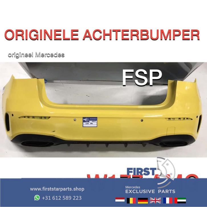W177 AMG LINE ACHTERBUMPER + DIFFUSER Mercedes A Klasse GEEL, Auto-onderdelen, Carrosserie en Plaatwerk, Bumper, Mercedes-Benz