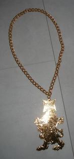 Gouden ketting met Nederlandse leeuw, voetbal, feest, oranje, Ophalen of Verzenden, Zo goed als nieuw, Feestartikel, Overige