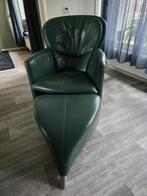 Leolux Excalibur fauteuil groen met poef - gerenoveerd, Huis en Inrichting, Ophalen, 75 tot 100 cm, Zo goed als nieuw, Metaal