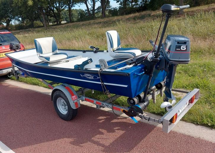 Aluminium platbodem 360 Visboot toer Yamaha 8pk & Electro bb, Watersport en Boten, Vis- en Consoleboten, Gebruikt, Tot 10 pk, 3 tot 6 meter