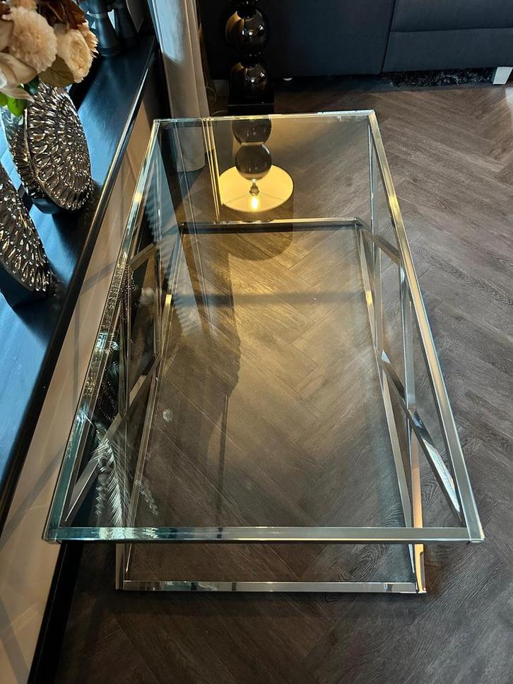 Glazen Salontafel 70x130cm, Huis en Inrichting, Tafels | Salontafels, Zo goed als nieuw, Minder dan 50 cm, 50 tot 100 cm, 100 tot 150 cm