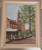 Olieverfschilderij Amsterdamse Bloemenmarkt inclusief lijst, Antiek en Kunst, Ophalen of Verzenden