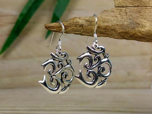 Echt Zilveren Aum Oorbellen - Omkar Oorbellen Zilver, Sieraden, Tassen en Uiterlijk, Oorbellen, Nieuw, Hangers, Zilver, Zilver