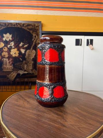 Vintage jaren 70 bruin rode west germany vaas beschikbaar voor biedingen