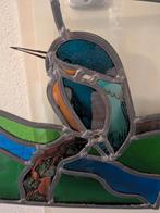 Glas in lood raamhanger ijsvogel, Antiek en Kunst, Antiek | Glas en Kristal, Ophalen of Verzenden