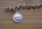 zilveren armband met oud Wilhemina dubbeltje [094], Verzenden, Zo goed als nieuw, Zilver, Zilver