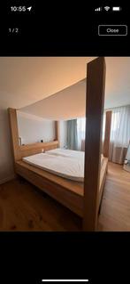 Goossens eikenhouten hemelbed; excl matras en lattenbodem, Ophalen, Zo goed als nieuw, Tweepersoons