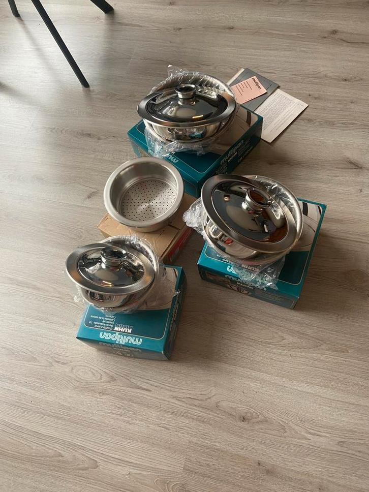 KUHN RIKON stoompannenset 10 delig met uitleg, Huis en Inrichting, Keuken | Potten en Pannen, Nieuw, Pannenset, Rvs, Ophalen