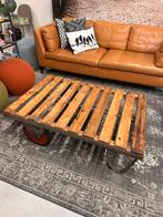 Unieke industriële salontafel op wielen, Ophalen, Gebruikt, 100 tot 150 cm, 50 tot 100 cm