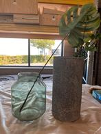 Bloemen Vazen glas en steen (betonlook), Ophalen, Overige kleuren, Minder dan 50 cm, Glas