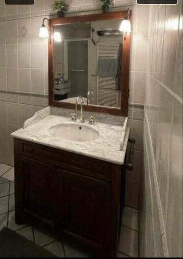 Antiek Badkamermeubel hout met Marmer beschikbaar voor biedingen