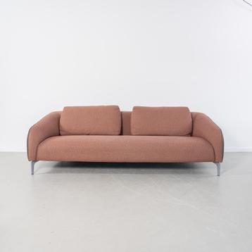 1x Leolux Elias Bank 3,5-zits/250cm Rood Stof - Grijs leer beschikbaar voor biedingen