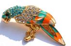 broche papagaai met strass steentjes p.m. 5-3cm, Sieraden, Tassen en Uiterlijk, Broches, Overige materialen, Verzenden, Nieuw