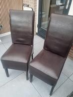 Leren eetkamerstoelen bruin/rood, Huis en Inrichting, Gebruikt, Bruin, Klassiek, Hout