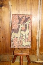 muurkunst met boslandscap * mid-century* roze steenmozaiek, Ophalen of Verzenden