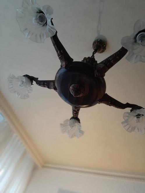 Antieke Kroonluchter met 5 Armen, Antiek en Kunst, Antiek | Lampen, Ophalen of Verzenden