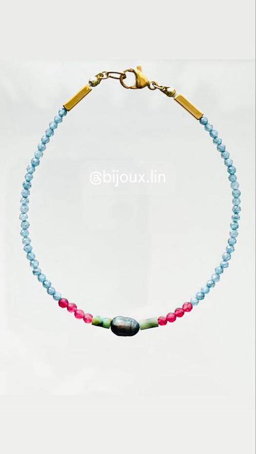Minimalistisch armband met zoetwaterparel nieuw, Sieraden, Tassen en Uiterlijk, Armbanden, Nieuw, Blauw, Met bedels of kralen