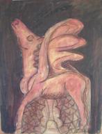 Hubert bekman 1960 Pegasus sculptuur opzet (Acryl on canvas), Antiek en Kunst, Kunst | Schilderijen | Klassiek, Verzenden