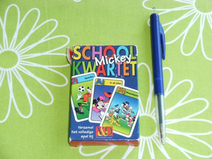 Mickey Mouse schoolkwartet, Verzamelen, Speelkaarten, Jokers en Kwartetten, Gebruikt, Kwartet(ten), Ophalen of Verzenden