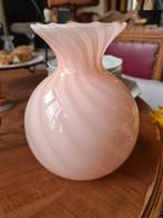Vintage Murano Vaas - Roze Swirl - Tonelli, Gebruikt, Overige kleuren, Ophalen of Verzenden, Glas