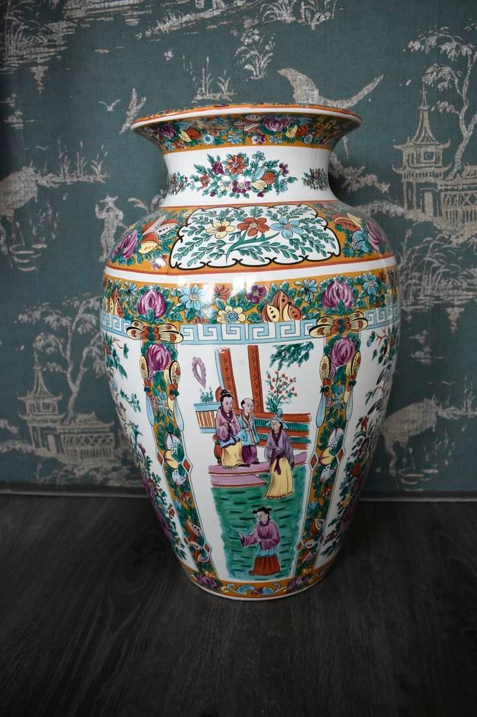Chinese XL vloervaas, Huis en Inrichting, Woonaccessoires | Vazen, Gebruikt, Overige kleuren, Minder dan 50 cm, Aardewerk of Porselein