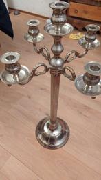 Zilveren kandelaar voor 5 kaarsen, Antiek en Kunst, Ophalen of Verzenden, Overige materialen