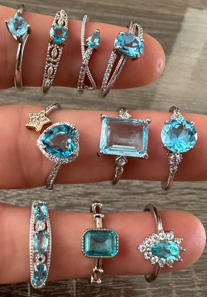 Swiss blue topaas ringen verstelbaar, Sieraden, Tassen en Uiterlijk, Edelstenen, Nieuw, Ophalen of Verzenden