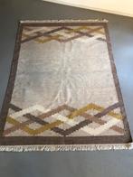 Vintage Zweedse wollen röllakan vloerkleed warme tinten, Scandinavisch design, Gebruikt, Geen, 150 tot 200 cm