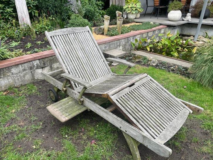 ligbed, Tuin en Terras, Ligbedden, Zo goed als nieuw, Teakhout, Inklapbaar, Verstelbaar, Verrijdbaar, Ophalen