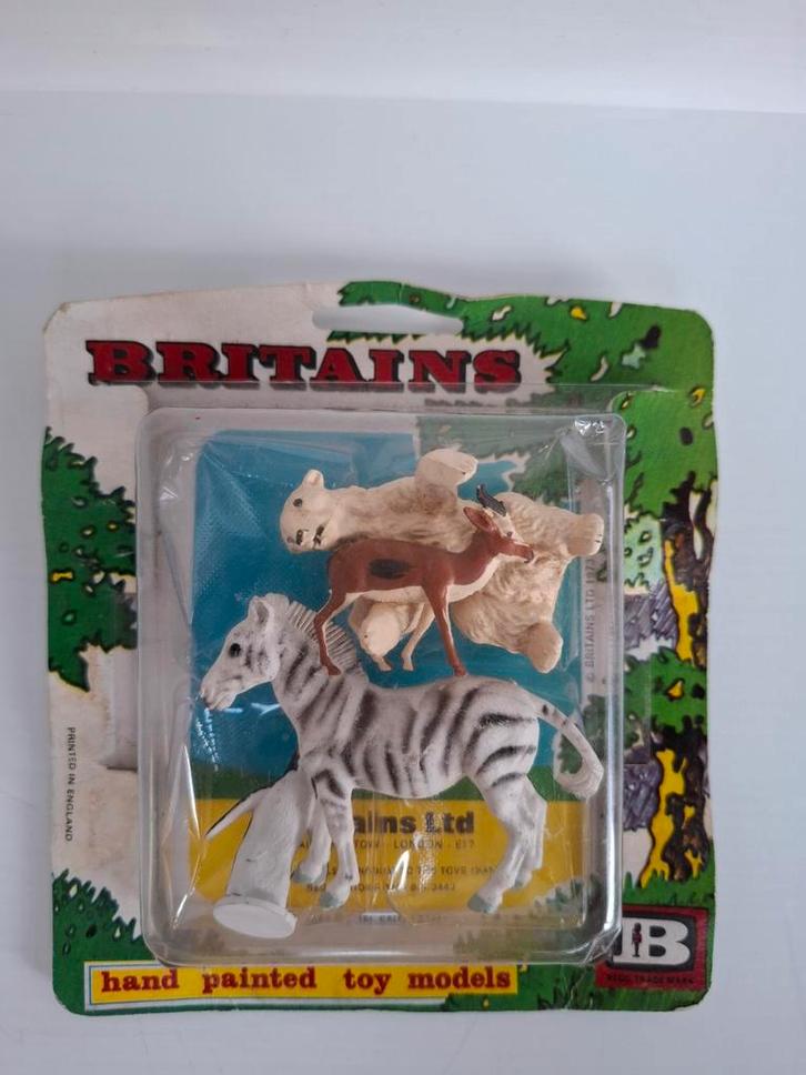 Vintage Britains set dieren in doos, Verzamelen, Dierenverzamelingen, Zo goed als nieuw, Beeldje of Figuurtje, Wild dier, Ophalen of Verzenden