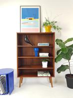 vintage Deens boekenkastje schuine pootjes teak, Ophalen of Verzenden, Huis en Inrichting