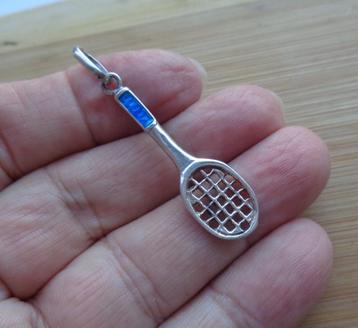 zilveren vintage bedel/hanger tennisracket [343] beschikbaar voor biedingen