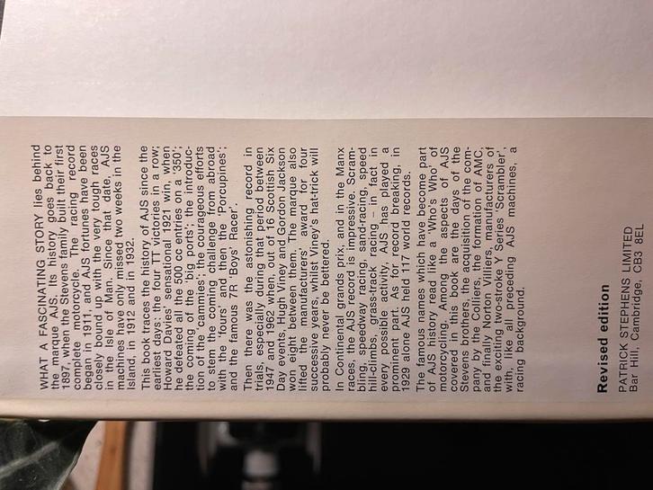 AJS Motor Geschiedenis Boek - Engelstalig, Boeken, Motoren, Gelezen, Merk of Model, Ophalen of Verzenden
