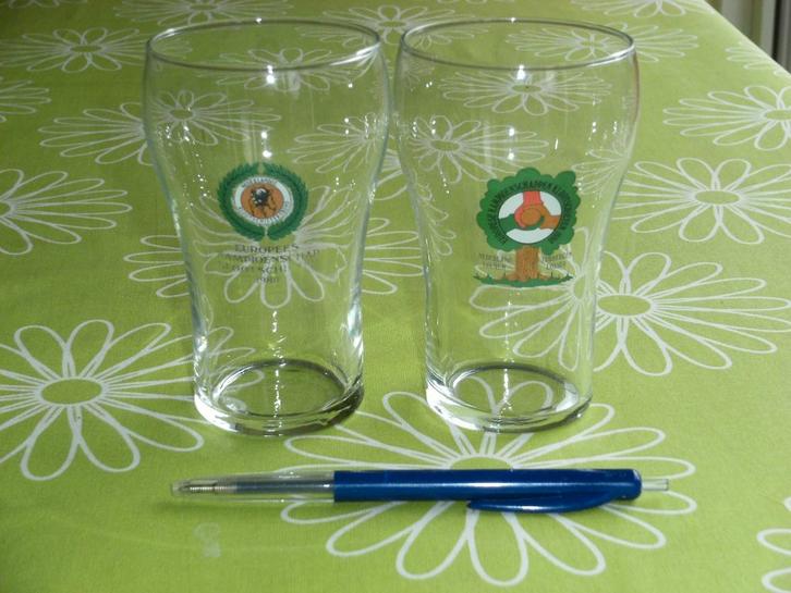 2 EK Klootschieten bierglazen uit 1980, Verzamelen, Overige Verzamelen, Zo goed als nieuw, Ophalen of Verzenden