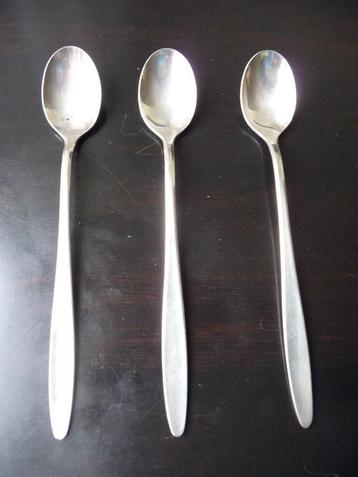 3 vintage verzilverde lange latte macchiato ijs/sorbetlepels beschikbaar voor biedingen