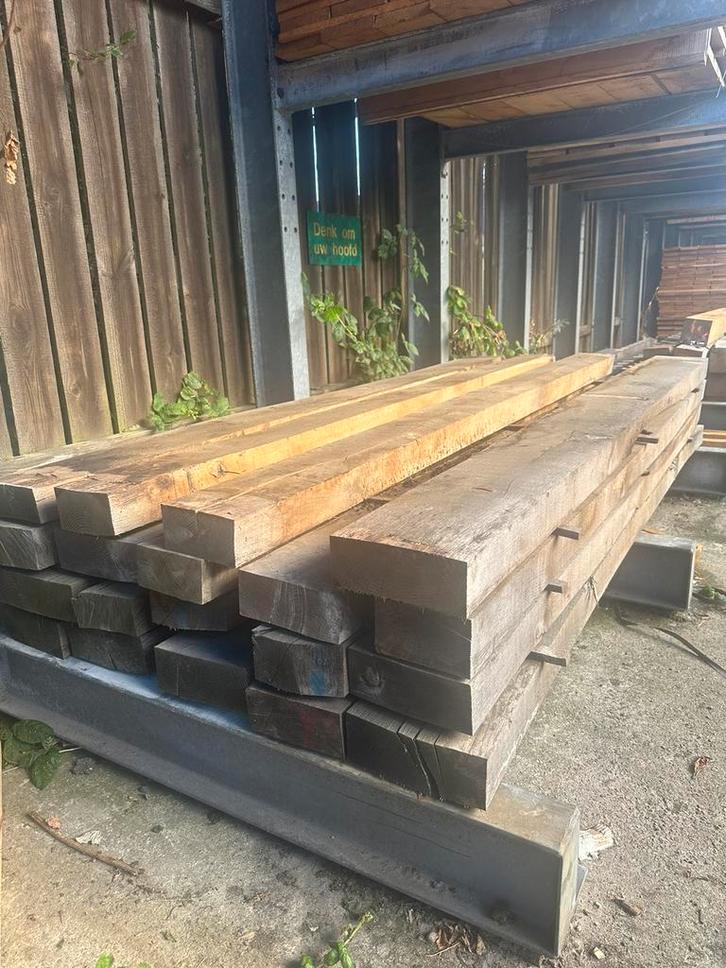 Eiken Balken | Palen | Overkapping, Tuin en Terras, Palen, Balken en Planken, Zo goed als nieuw, Palen, 250 cm of meer, Hardhout