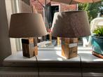Twee industriele houtlook schemerlampen, Huis en Inrichting, Ophalen, Gebruikt, Minder dan 50 cm, Industrieel