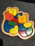 Houten puzzel met 3 beren 12 stukjes beer kind, 2 tot 4 jaar, Gebruikt, 10 tot 50 stukjes, Ophalen of Verzenden