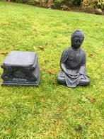 Tuinbeeld zuil met Boeddha h 60 cm, Tuin en Terras, Tuinbeelden, Ophalen of Verzenden, Steen