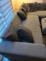 Grote donkergrijze hoekbank met kussens - Weesp, Huis en Inrichting, Ophalen, Gebruikt, Stof